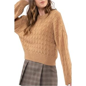 nwt Nikka K Cable Knit Plush Cropped Sweater in Goldenrod Yellow size Junior XL